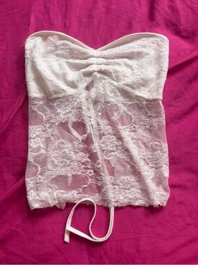 White Lace Strapless Bustier Top - Women Intimates